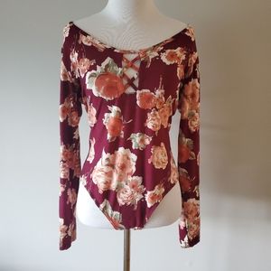 Simply Ruby floral scoop neck bodysuit floral